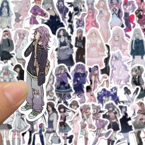 Close-up of 63 pieces of Y2K aesthetic anime girl stickers for iPad and journals