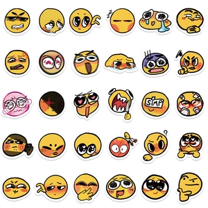 Set of 30 cute yellow emoji stickers for water bottles, luggage and scrapbooking decor