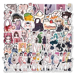 Autocollants de Fille Anime Peints à la Main Mignons Décalcomanies en PVC Imperméables pour Scrapbooking Bricolage Ordinateur Portable Étui de Téléphone Décoration de Bagages