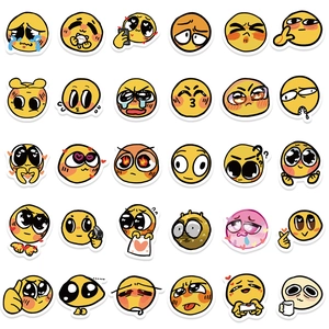 60 pieces of cute yellow emoji stickers for scrapbooking, helmets and luggage decoration