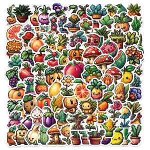 Cartoon Pixel Art Fruit Vegetable Stickers Waterproof PVC DIY Decals For Luggage Water Bottle Phone Case Scrapbooking Decor