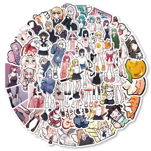 Gros plan d'autocollants de filles anime dessinés à la main avec finition étanche
