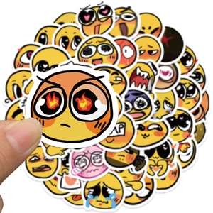 Set of 60 cute yellow emoji stickers for water bottles and helmets made of waterproof PVC