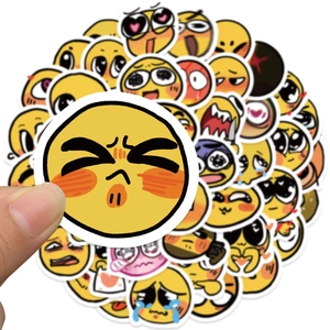 Pack of 60 cute yellow face emoji stickers for scrapbooking and suitcases