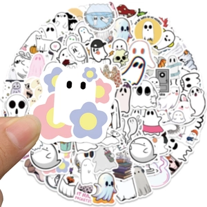 Set of 100 cute cartoon ghost Halloween stickers for laptops and phone cases