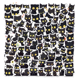 Cartoon Black Cat Stickers Waterproof PVC Decals For Laptop Suitcase Stationery Scrapbooking Decorative Sticker Set
