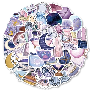 50 pieces of purple magic moon and witchy stickers for DIY suitcase decoration
