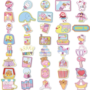 80pcs cute cartoon amusement park stickers with bear and carousel for DIY luggage
