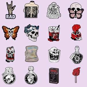Gothic Butterfly Skull Enamel Pin Dark Punk Zinc Alloy Brooch Badge For Clothing Backpack Decoration Unisex Jewelry Accessories