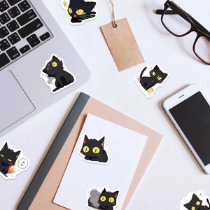 100pcs cartoon black cat stickers set for laptop, phone case and stationery decoration