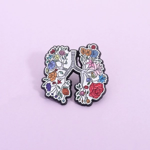 Creative Flower Lung Enamel Pin Cartoon Anatomy Art Brooch For Women Men Zinc Alloy Badge Lapel Pin Clothes Accessories Jewelry