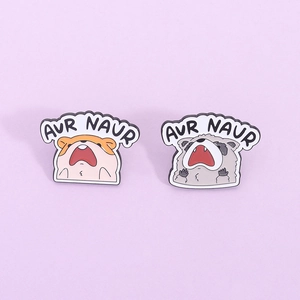 Cartoon Screaming Raccoon Hamster Enamel Pin Aur Naur Meme Animal Brooch Zinc Alloy Badge For Clothing Bag Decor Gift