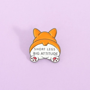 Simpatica Spilla in Smalto a Forma di Sedere di Corgi Cartone Animato Divertente Short Legs Big Attitude in Lega di Zinco per Vestiti