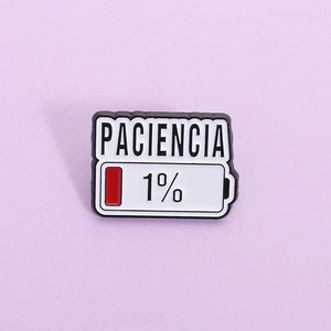 Creative Paciencia Spanish Text Humor Enamel Pin 1 Percent Low Battery Zinc Alloy Brooch Badge For Clothes Backpack Accessories