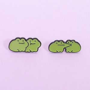 Cute Cartoon Green Frog Enamel Pin Set Zinc Alloy Animal Brooch For Clothing Bags Decoration Gift Unisex Enamel Badge Jewelry