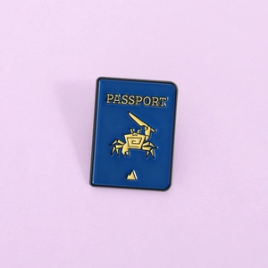 Creative Cartoon Passport Shape Enamel Pin Funny Crab Metal Badge Personalized Travel Accessory For Backpack Clothes Jewelry
