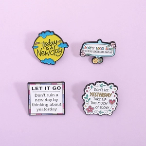 Cartoon Inspirational English Quote Enamel Brooch Alloy Baking Paint Positive Slogan Badge For Clothing Backpack Decoration Unisex Gift