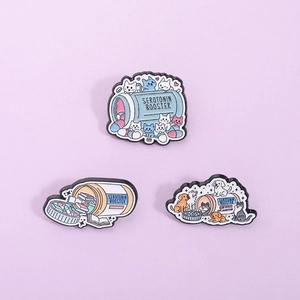 Kreative Serotonin Booster Zinklegierung Emaille Brosche Pins Niedliche Cartoon Katze Buch Hund Medizinflasche Revers Abzeichen