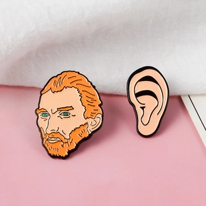 Creative Cartoon Alloy Enamel Brooch Pin Set Artistic Van Gogh Style Badge For Denim Clothes Bag Accessories Gift For Unisex