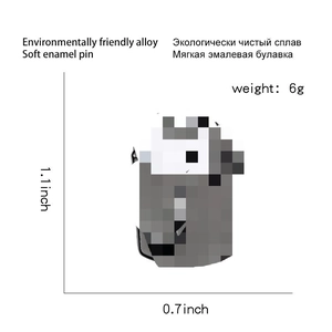 Detail showing eco-friendly alloy cat enamel pin with dimensions and weight specs