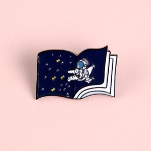 Creative Cartoon Astronaut Space Book Enamel Pin Alloy Badge Fashion Jewelry Brooch For Backpack Clothing Accessories Gift
