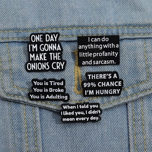 Lot de 5 broches en émail avec citations drôles sur veste en jean pour accessoire mode