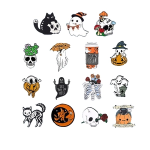 Halloween Enamel Pins Gothic Skull Pumpkin Ghost Brooches Alloy Metal Badges For Clothes Bags Backpacks Women Men Jewelry