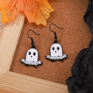 Niedliche Geister-Ohrringe aus Emaille mit inspirierendem Zitat für Halloween-Look