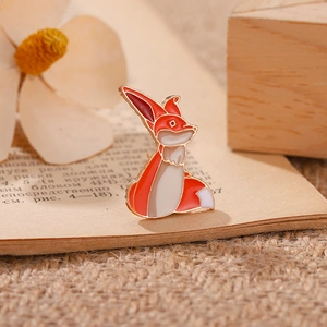 Épingle en Émail de Renard de Dessin Animé Mignon Broche en Alliage pour Décoration de Vêtements Sac Bijoux de Mode Cadeau Unisexe