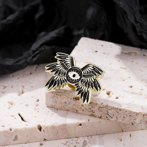 Dark style alloy enamel brooch featuring a mystic six-winged all-seeing eye design
