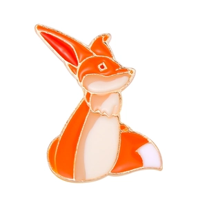 Mignonne broche renard en émail orange et métal doré pour accessoires de vêtements