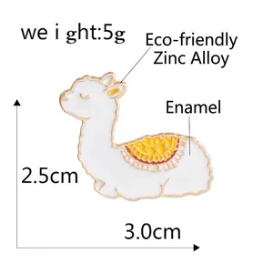 Cute white alpaca enamel pin made of zinc alloy for clothes and bags decoration