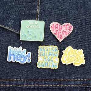 Broche en Alliage avec Slogan Anglais Inspirant Pin's en Émail pour Vêtements Sacs Badge Lettre Cœur Créatif Accessoire Bijoux Mode