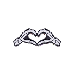 Broches en émail en forme de mains de squelette formant un cœur, style goth