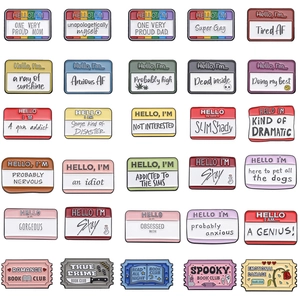 Cartoon Enamel Pin Brooch Hello My Name Is Social Slogan Book Club Ticket Badge For Backpack Clothing Decoration Unisex Accessory
