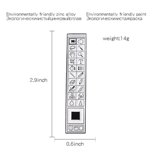 Detail view of a creative Photoshop toolbar enamel pin made from high-quality zinc alloy