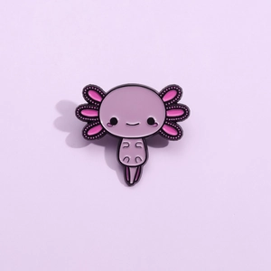 Cute Cartoon Axolotl Enamel Pin Alloy Animal Brooch Purple Pink Axolotl Badge For Backpack Clothing Decor Accessory For Kids Teens