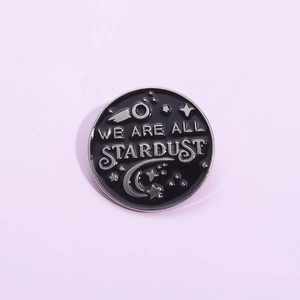 Vintage Round Alloy Enamel Brooch Starry Sky Moon Star Design Letter Badge Pin For Clothing Decoration Unisex Accessory