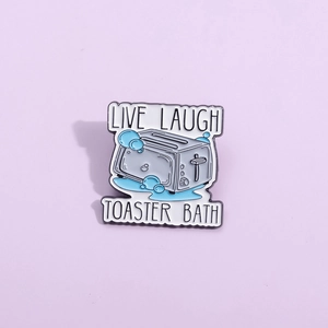 Funny Cartoon Toaster Bath Enamel Pin Brooch Humorous Lettering Alloy Badge For Backpack Clothing Decor Unisex Jewelry