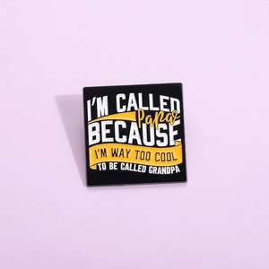 Funny Papa Quote Square Enamel Pin Badge Alloy Lacquered Jewelry Gift For Father Cool Papa Accessories