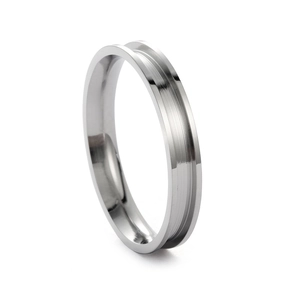 Minimalist silver stainless steel grooved ring band for DIY jewelry making and daily wear