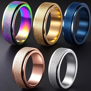 Anello Spinner in Acciaio Inossidabile Minimalista per Uomo Donna Anello a Fascia Rotante Smerigliato per Sollievo Ansia Gioielli