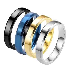 Set minimalistische 4mm roestvrijstalen bandringen in zwart goud blauw en zilverkleur