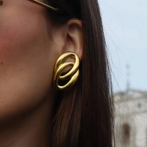 Minimalisti Orecchini a Cerchio Intrecciati in Acciaio Inossidabile Placcati Oro Argento Geometrici Orecchini a Cerchio per Donna Gioielli Regalo