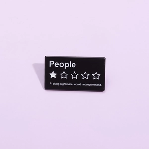 Funny One Star Review People Alloy Enamel Brooch Sarcastic Nightmare Slogan Black Metal Badge Personalized Lapel Pin Unisex Jewelry