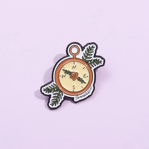 Compass Flower Enamel Pin Medal Style Only Cried A Little Quote Brooch Unisex Alloy Decorative Badge Fashion Jewelry Gift