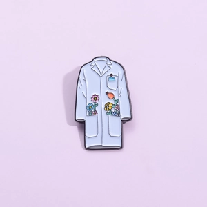 Creative Lab Coat Enamel Pin Cartoon Doctor Uniform Brooch With Floral Detail Alloy Medical Series Badge For Nurse Student Gift