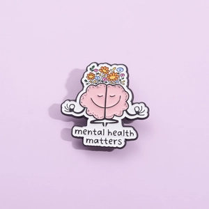 Mental Health Matters Enamel Pin Creative Brain Flower Alloy Brooch Personality Badge Decor For Backpack Clothing Unisex
