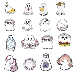 Cute Halloween Ghost Enamel Pin Alloy Cartoon Brooch Pins For Bag Clothes Decoration Ghost Puns Badge Jewelry Gift Unisex