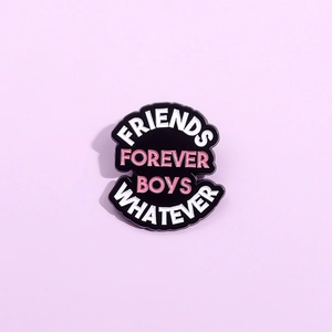 Creative Friends Forever Enamel Pin Blue Ribbon Mustache Alloy Brooch For Clothes Bag Decoration Unisex Fashion Jewelry